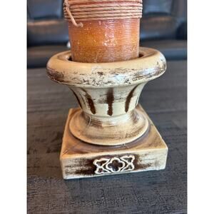 Vintage ARDCO Dallas Ceramic Pillar Candle Holder - Distressed Shabby Chic Numb.